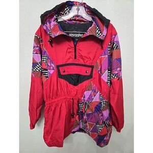 Snuggler Ski Wear by Kaelin 90's Y2K Print‎ Eclipse Shell Red Jacket Womens